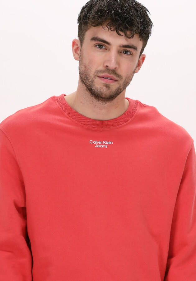 Calvin klein JEANS sweater Stacked logo met logo rhubarb red