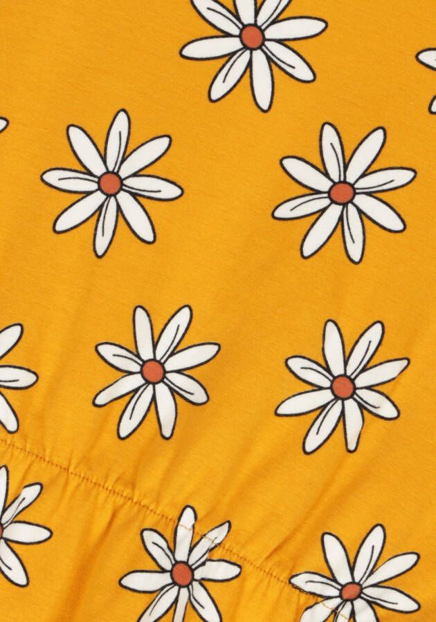 Carlijnq Oker Mini Jurk Flower Ruffled Dress