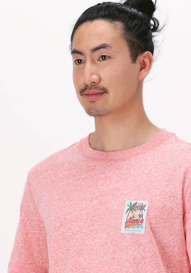 Scotch & Soda Roze T shirt Melange Crewneck Jersey T shirt