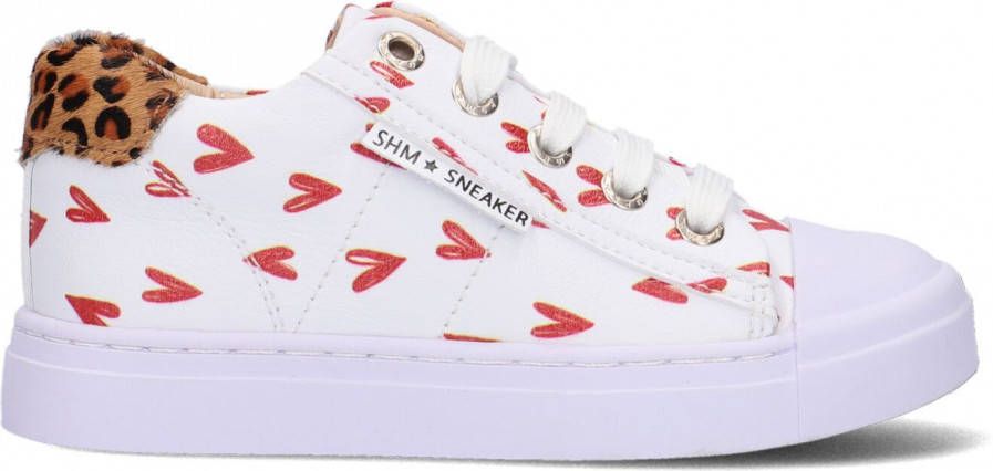 Shoesme SH22S016 A leren sneaker met hartjesprint wit