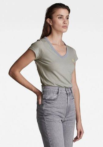 G-Star G Star RAW Shirt met V hals Eyben Slim Top met kleine g star raw logoprint op borsthoogte
