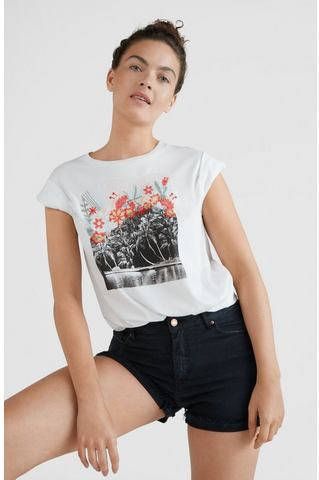 O'Neill gebreid T shirt met printopdruk wit/zwart/rood