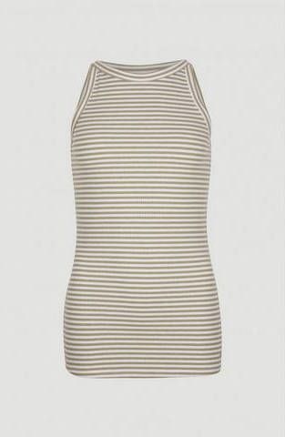 O'Neill gestreepte ribgebreide singlet kaki/wit