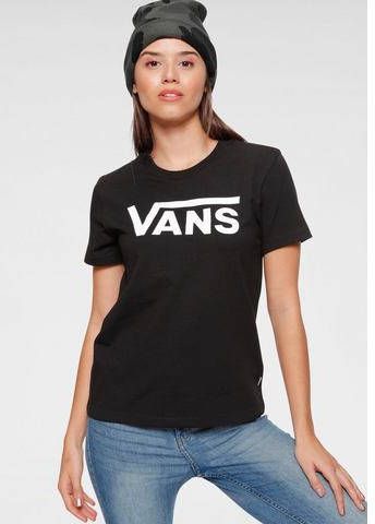 Vans Flying V Logo T Shirt Dames Black/White Dames