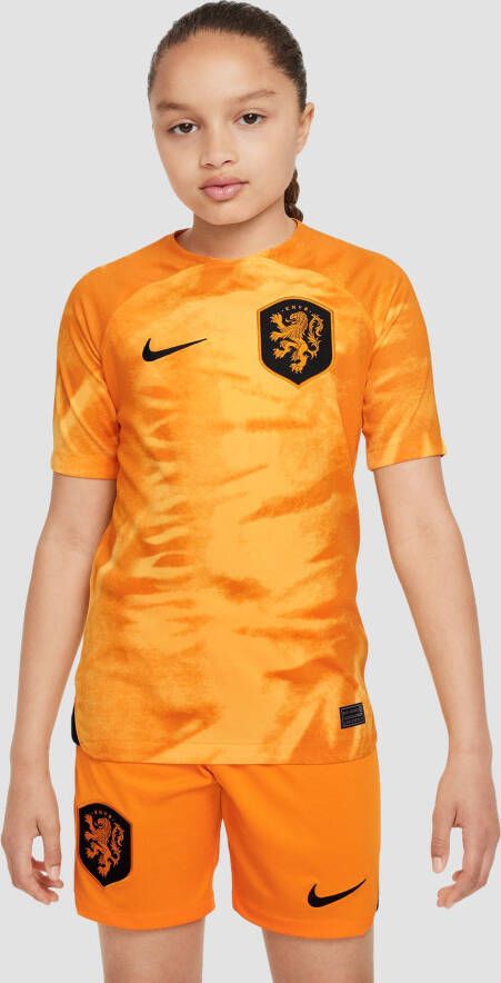 Nike Kids Nederland 2022/23 Stadium Thuis Nike Dri FIT voetbalshirt voor kids Oranje