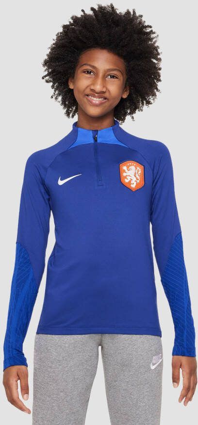Nike Nederland Trainingsshirt Dri FIT Strike Drill 2022/23 Navy/Blauw/Wit Kinderen