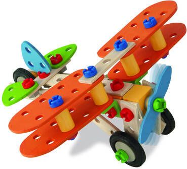 Eichhorn Constructieblokken Constructor vliegtuig Made in Germany, FSC® hout uit duurzaam beheerde bossen(90 stuks )
