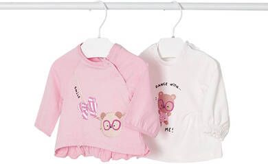 mayoral 2 pack shirt met lange mouwen roze/wit