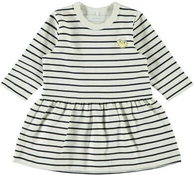 NAME IT BABY gestreepte jersey jurk Dilara ecru/donkerblauw
