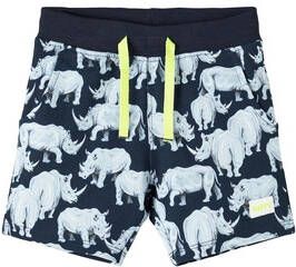 NAME IT MINI regular fit sweatshort NMMFRANK met all over print donkerblauw