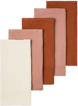 NAME IT BABY NBNRENEE hydrofiele luier set van 5 oudroze/terra/ecru