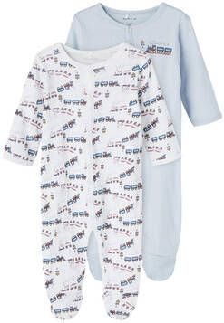 NAME IT BABY boxpak NBMNIGHTSUIT set van 2 wit/lichtblauw