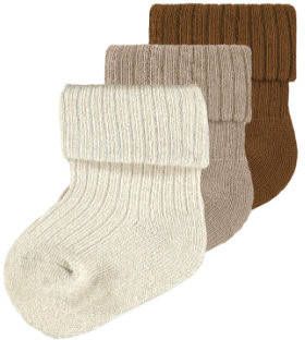 NAME IT BABY sokken set van 3 bruin/zand/beige