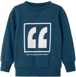 NAME IT MINI sweater NMMVALON met printopdruk blauw