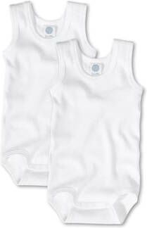 Sanetta Baby onderarm rompers wit dubbelpak