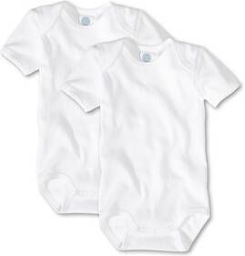 Sanetta Baby Rompers 1/4 mouw wit 2 stuks