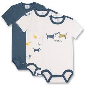 Sanetta Body 3 Pack Off white/Blue Dachshund