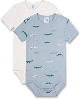 Sanetta Bodysuit Twin Pack Krokodil Lichtblauw/Wit