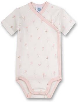 Sanetta Overslagbody met korte mouwen, bloemen uit white