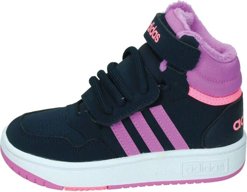 adidas hoops mid lifestyle basketball strap sneakers zwart/roze baby kinderen