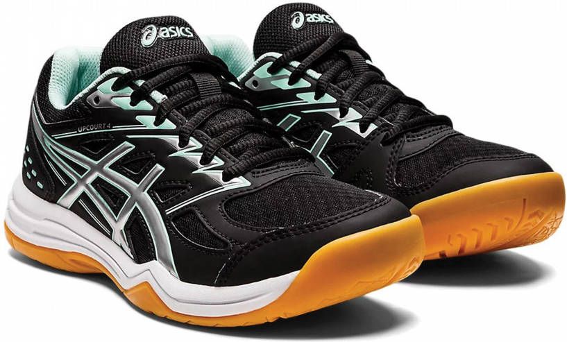 ASICS Upcourt 4 zaalsportschoenen zwart/aqua/zilver kids