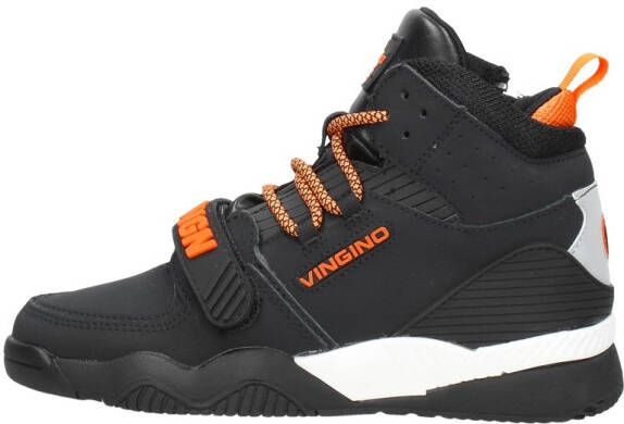 Vingino Raoul Mid hoge leren sneakers zwart/oranje
