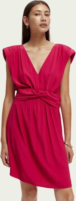 Scotch & Soda Mini jurk met V hals en geknoopte riem