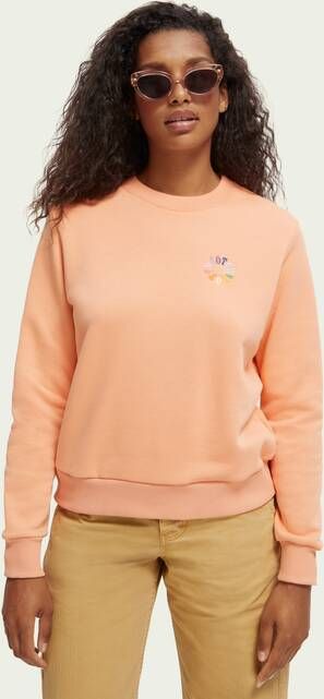 Scotch & Soda 168835 2755 scotch and soda regular fit crewneck sweater with chest embroidery winter peach