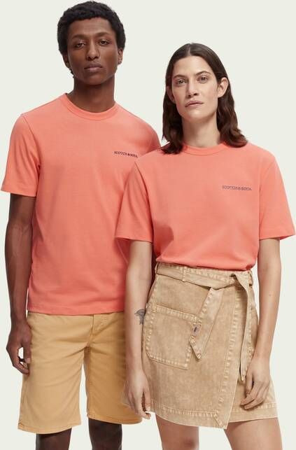 Scotch & Soda Unisex T shirt met ronde hals van biologisch katoen