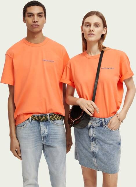 Scotch & Soda Unisex T shirt van biologisch katoen met ronde hals