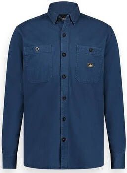 Twinlife T Shirt Lange Mouw Men shirt twill overshirt | Dark Denim