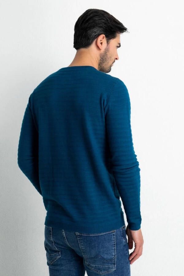 Petrol Trui Structuur Donkerblauw , Blauw, Heren