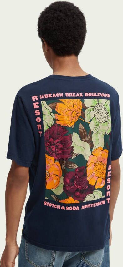 Scotch & Soda Graphic jersey crewneck t shirt , Blauw, Heren
