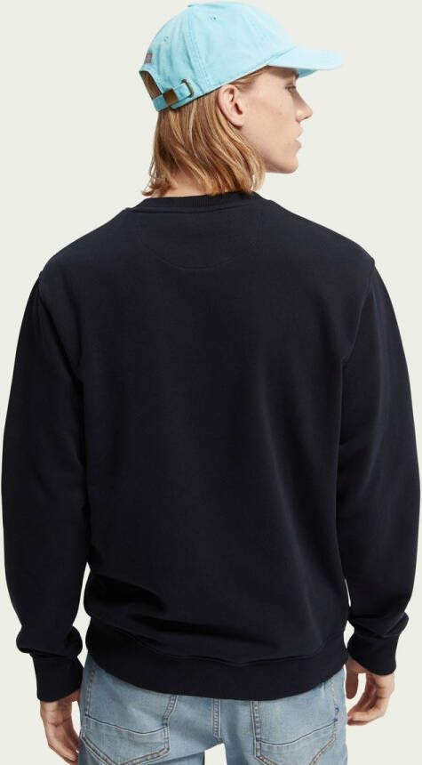 Scotch and Soda Truien Essentials Organic cotton felpa crewneck sweatshirt Blauw