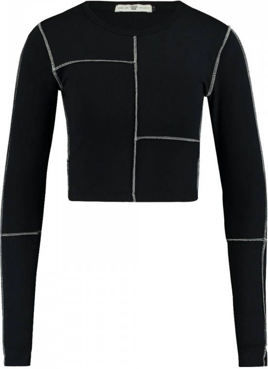 America Today Lena cropped longsleeve met ribstructuur en siernaden