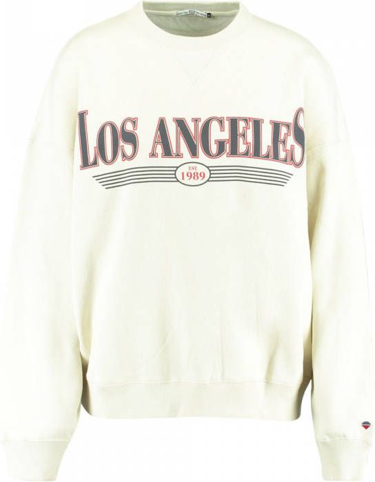 America Today sweater met tekst ecru/antraciet/rood