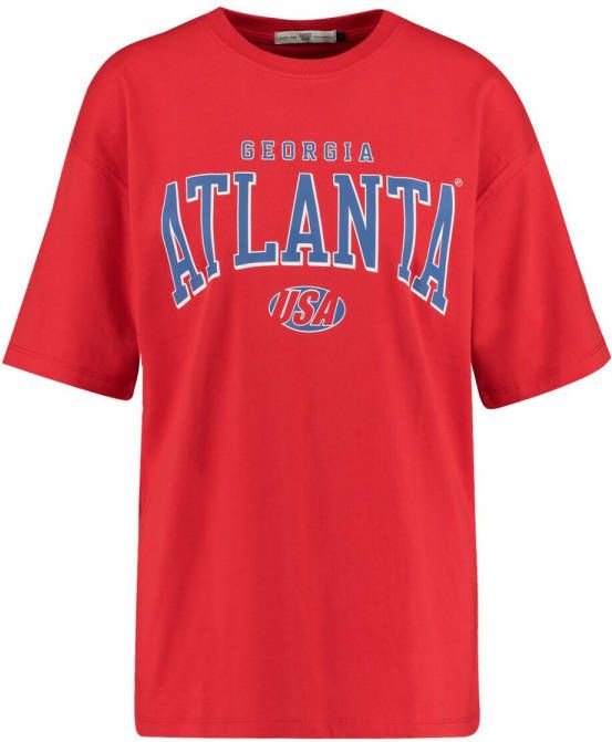 America Today T shirt met contrastbies rood/blauw