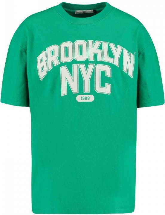 America Today T shirt Eva met printopdruk groen/wit
