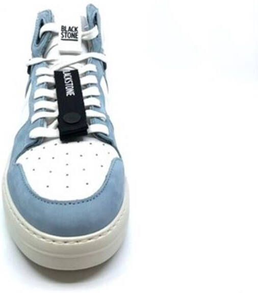 Blackstone Xl28 Wit lichtblauw high top sneaker , Wit, Dames