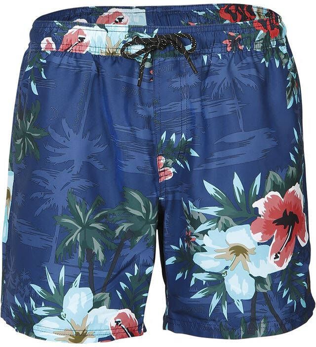 Brunotti gebloemde zwemshort Crun blauw/wit/rood