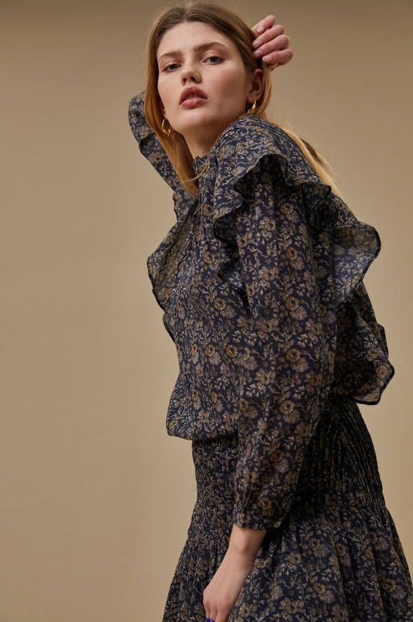 by-bar by bar Daniek Sanjay tuniek met bloemenprint en volant