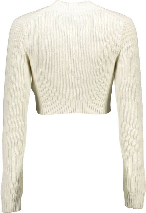 Calvin klein Badge bijgesneden zip de J20J220441Ybi Jeans, Beige, Dames