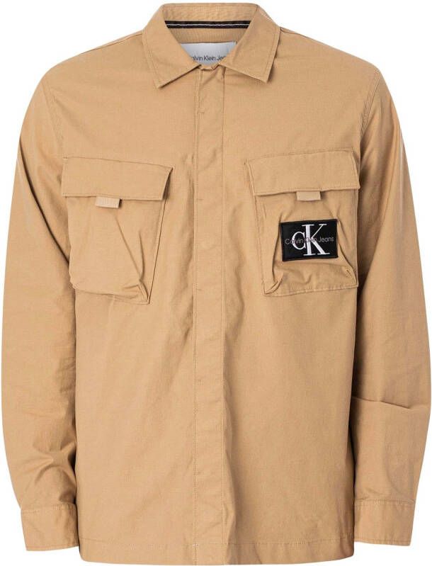 Calvin Klein Casual Overhemden Beige Heren