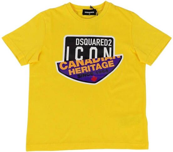 Dsquared2 Split Icon Heritage T shirt , Geel, Unisex