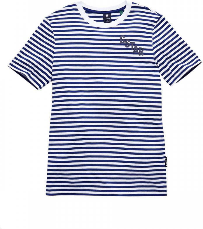 G-Star G Star RAW gestreept T shirt van biologisch katoen white/ballpen blue