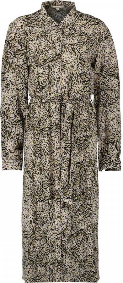 Garcia blousejurk met all over print en ceintuur groen/beige/paars/zwart