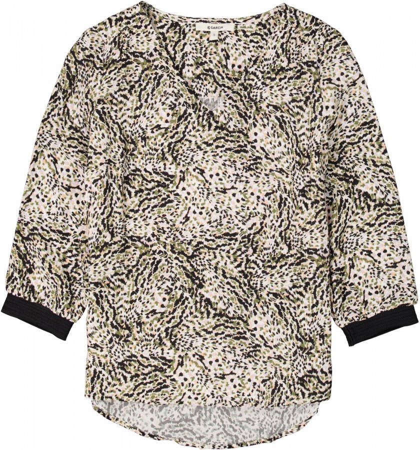 Garcia top met all over print groen/beige/paars/zwart