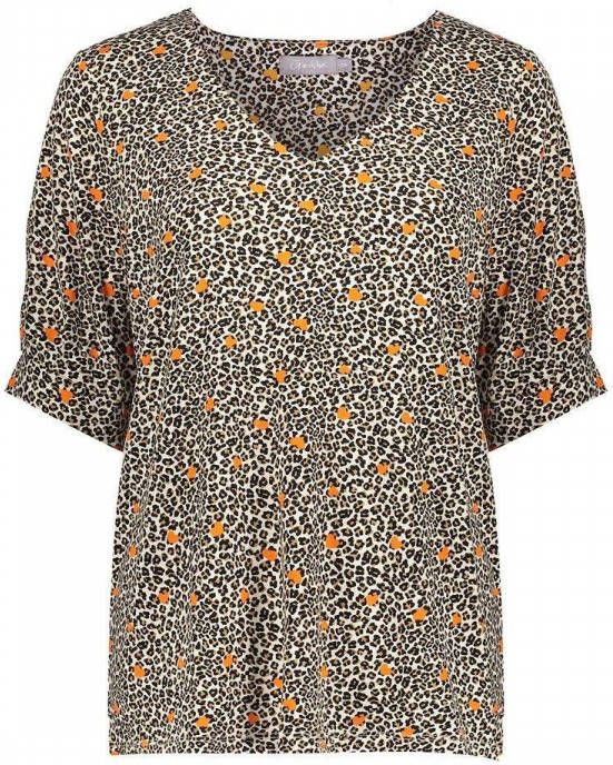 Geisha T shirt Leopard Print , Grijs, Dames