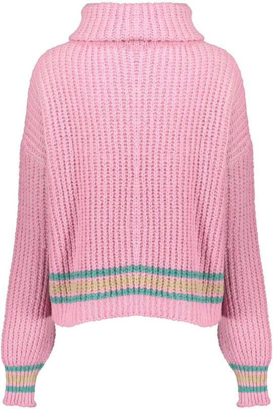 Geisha 24889 70 420 pullover stripes with cowl pink/green/sand