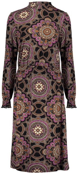 Geisha Tricot Flowerprint Dress , Zwart, Dames